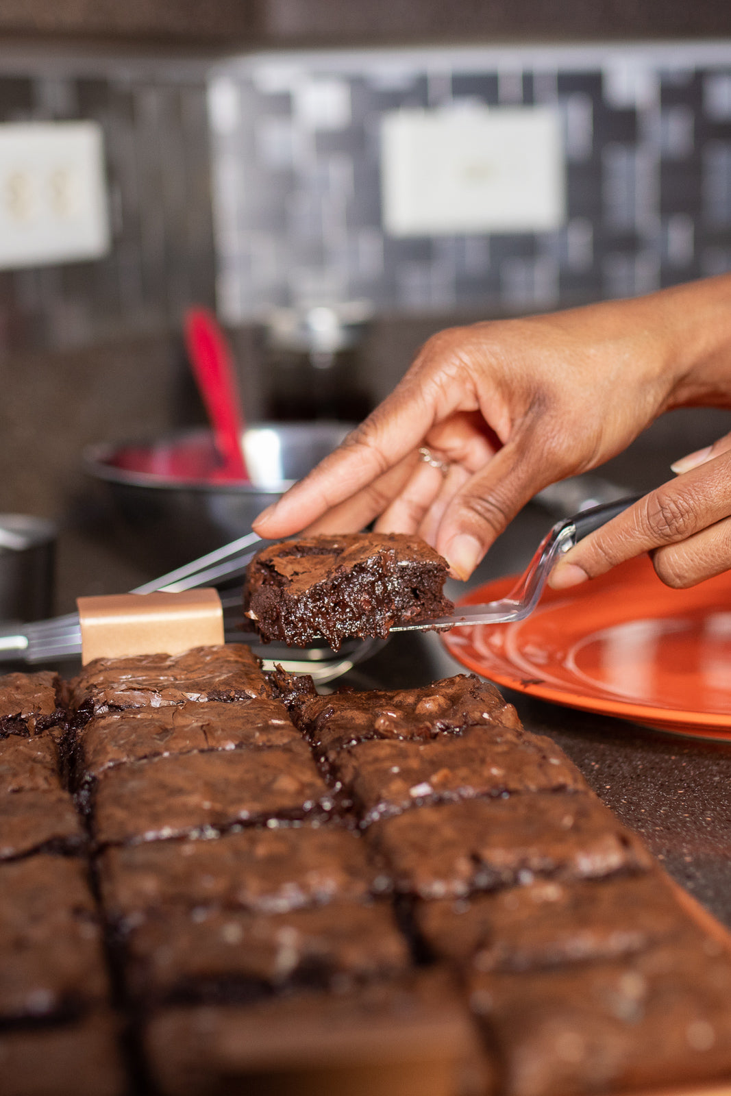 Thick, rich fudgy brownies. The best brownies are at Ditch the Mix