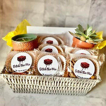 Custom gift basket with brownies and succulent Ditch The Mix Columbus, Ohio