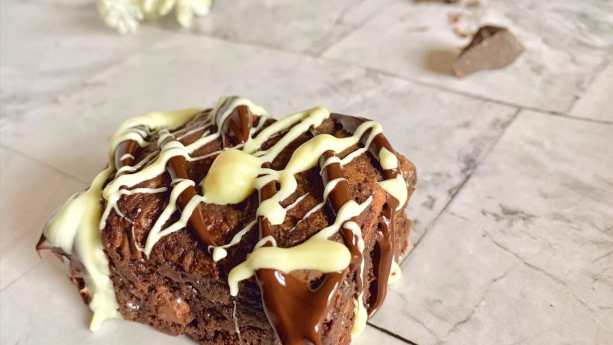 Hopeless Romantic brownie close up triple chocolate drizzle Ditch The Mix Columbus Ohio