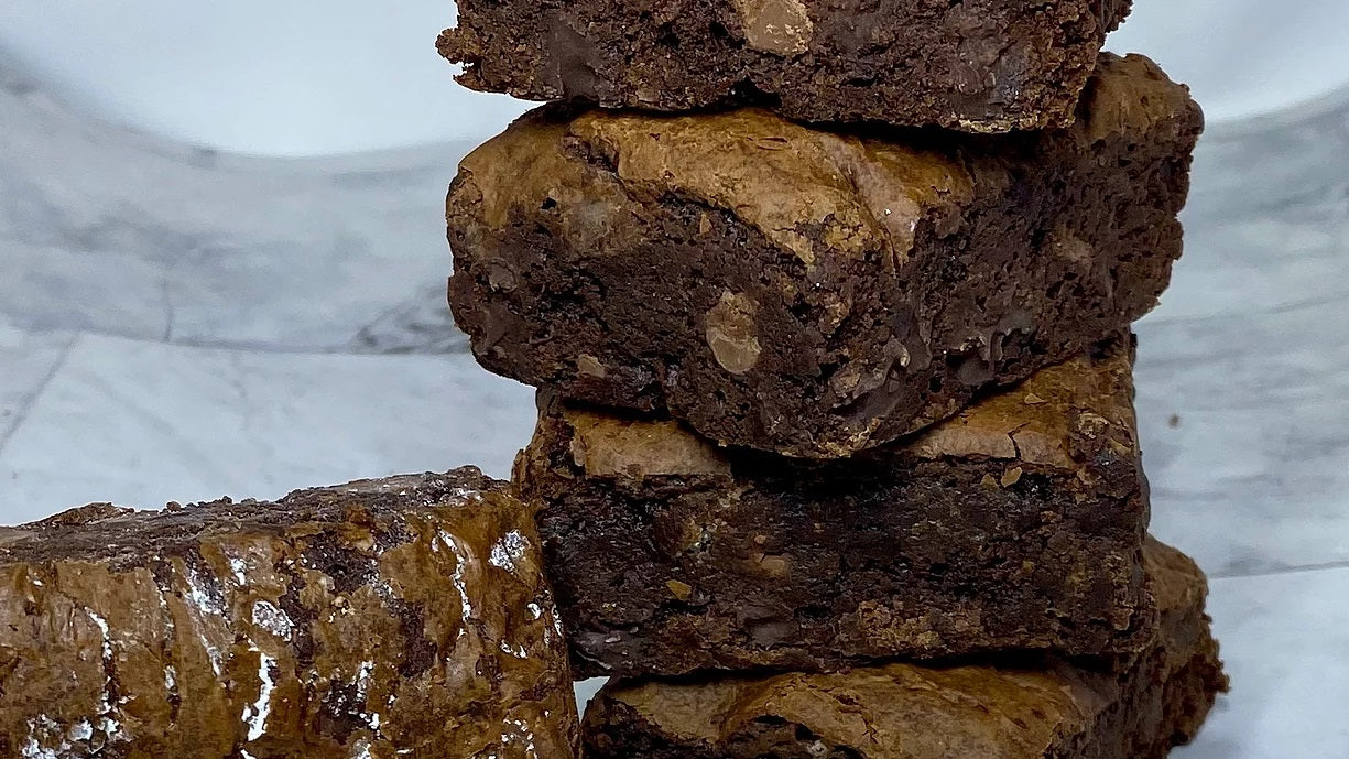The OG brownie stack of thick fudge brownies Ditch The Mix Columbus Ohio