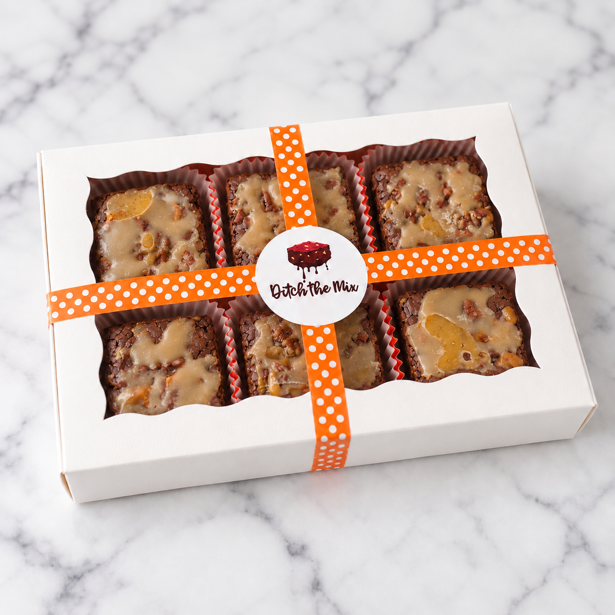 box of salted caramel brownies Ditch the Mix Columbus, OH