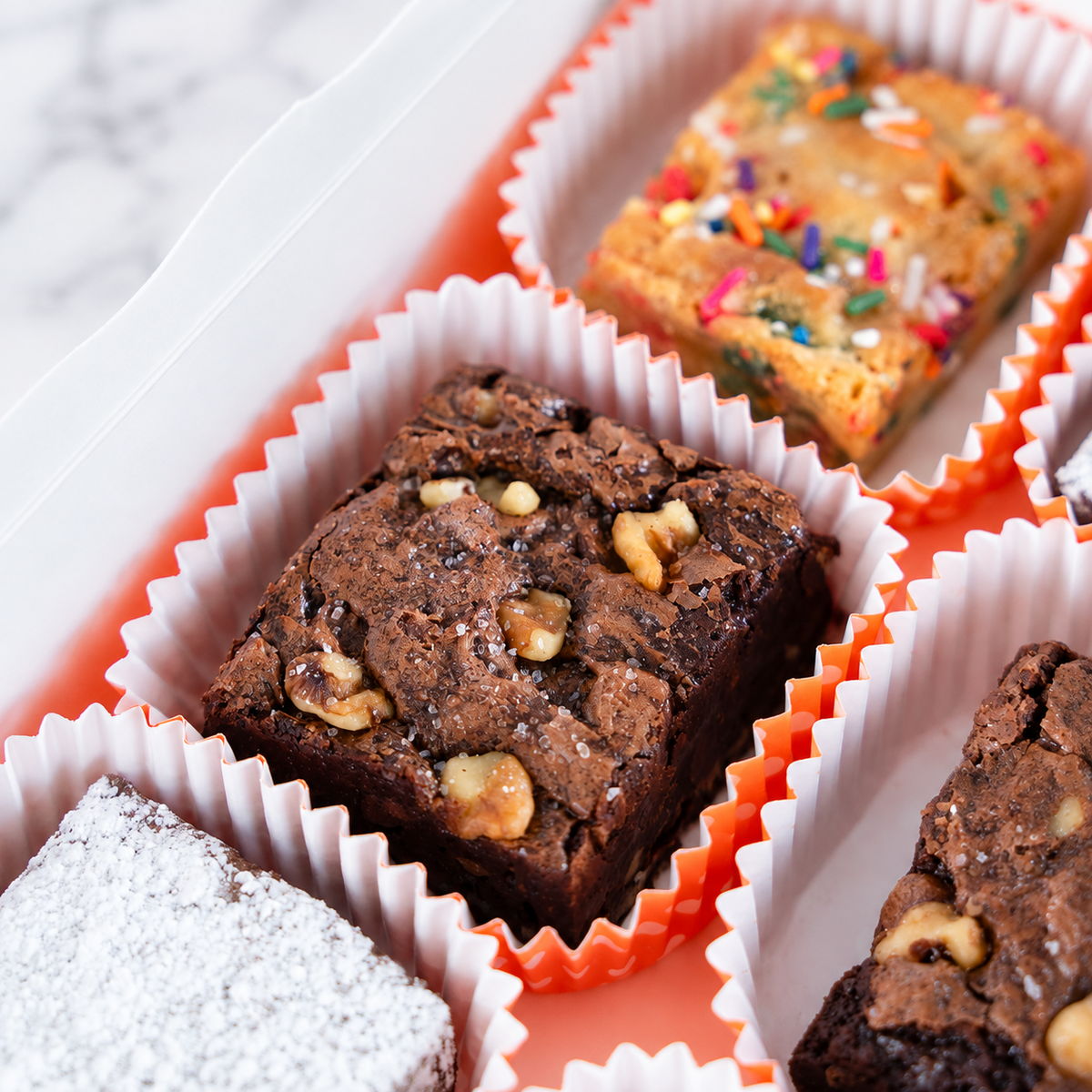 variety of brownies in a box at girls night Columbus, OH