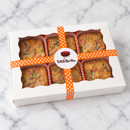box of confetti blondies, funfetti blondies to celebrate anything Columbus, OH
